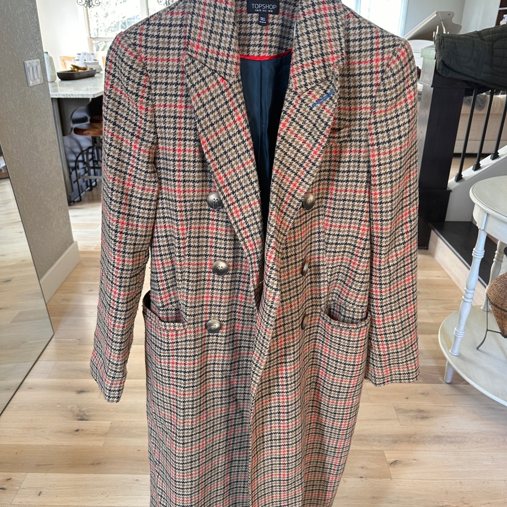 Plaid Double-Breasted Coat